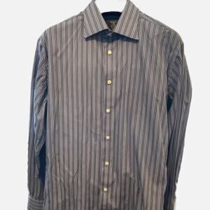 Maker & Co MMX Long Sleeve Blue Striped Casual button down Dress Shirt Large